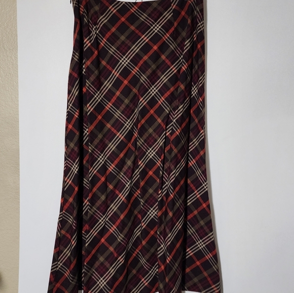 Vintage Chadwicks Burgandy Tartan Plaid Maxi Skirt 14 A-Line - Picture 5 of 6